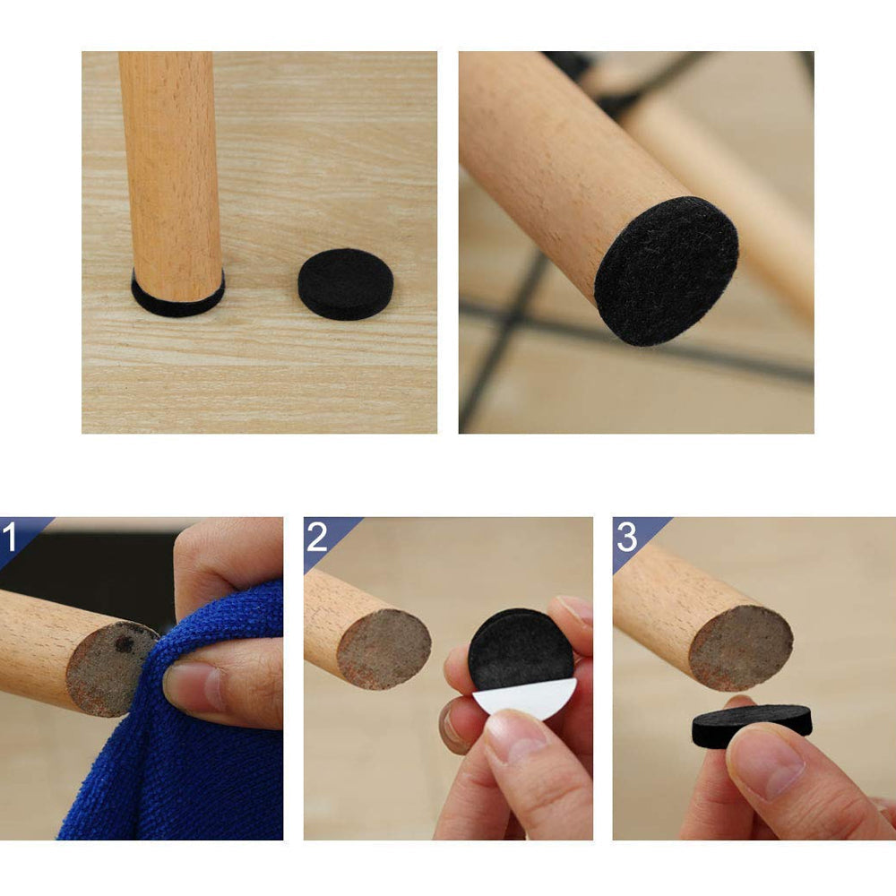 Round Table Foot Pad Black Set Of 8 Pcs