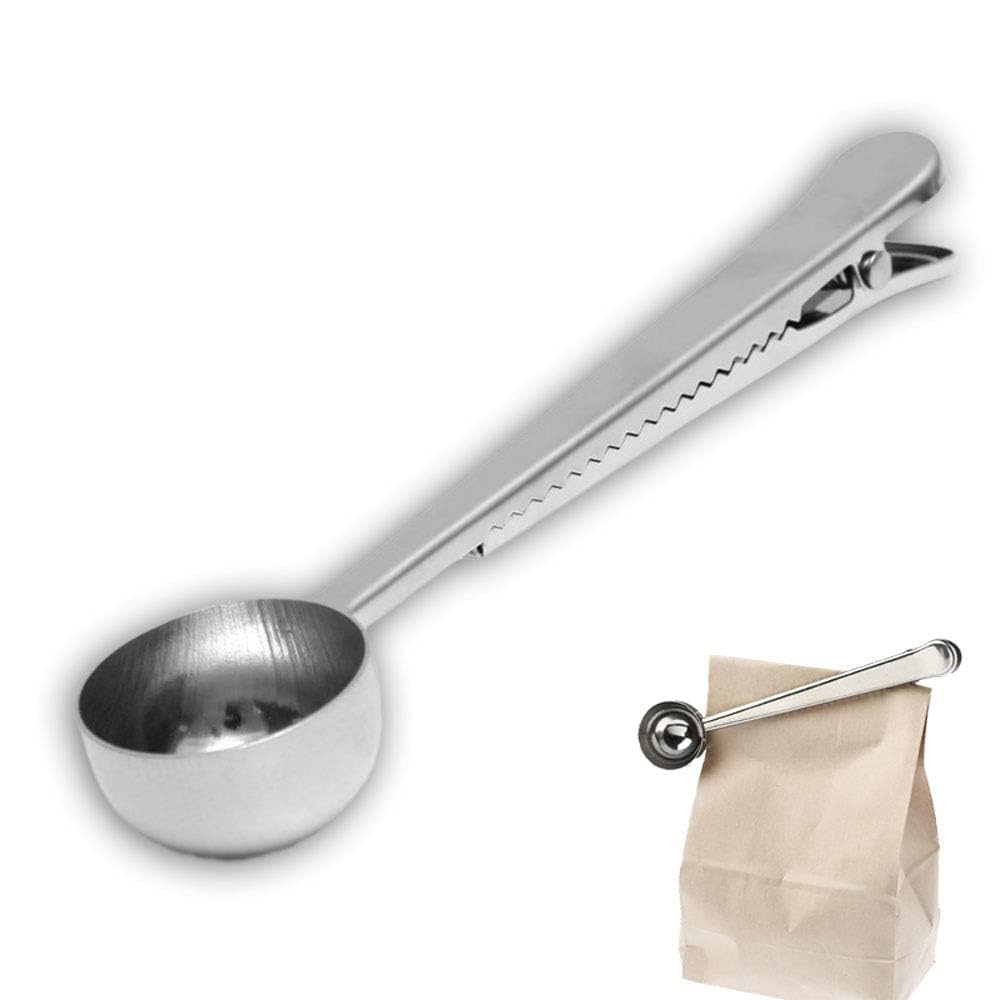 2-in-1 Stainless Steel Coffee Spoon with Clip