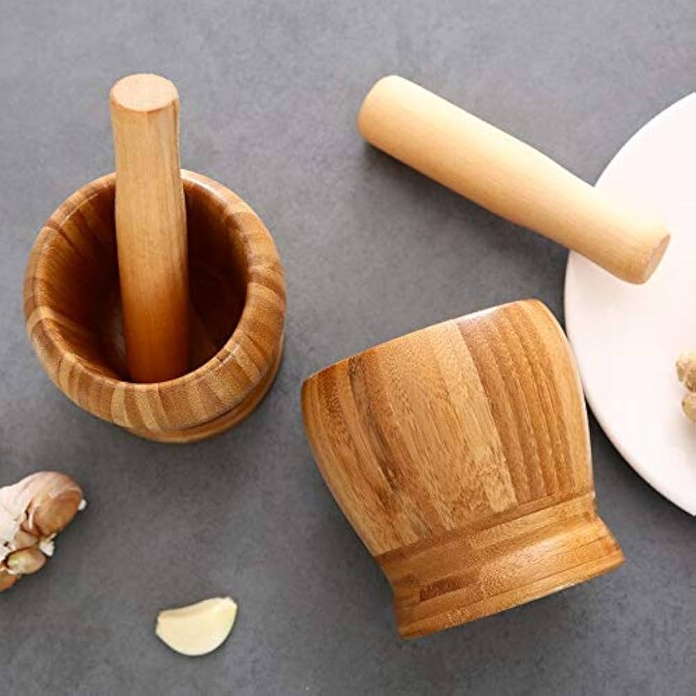 Bamboo Mortar & Pestle Hand Grinder