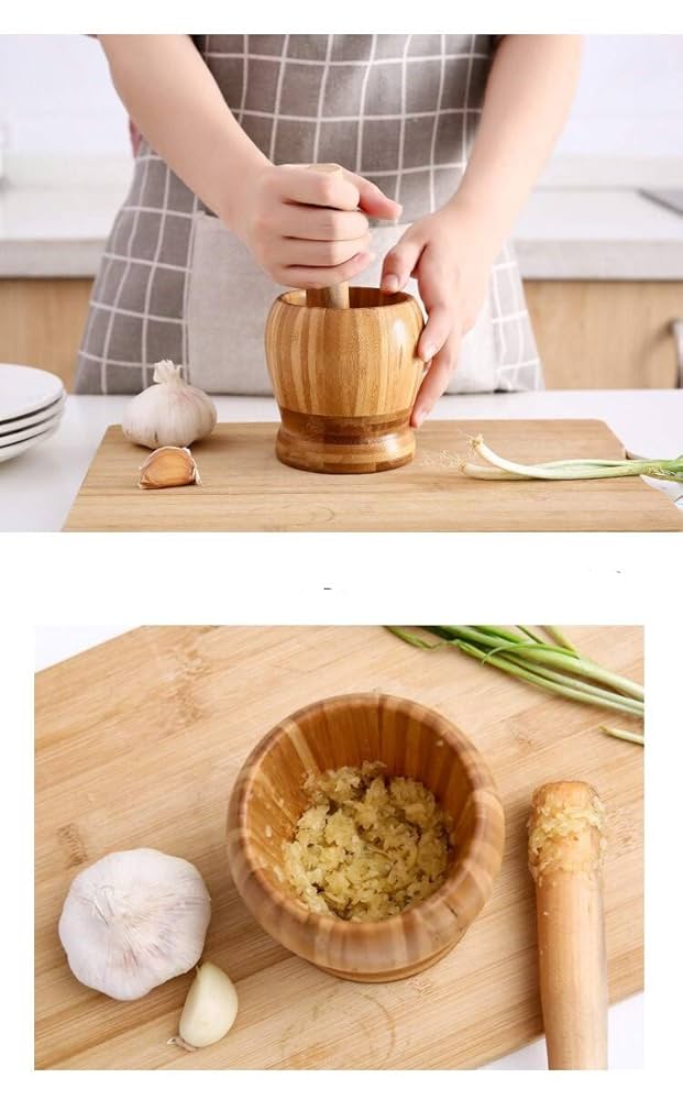 Bamboo Mortar & Pestle Hand Grinder