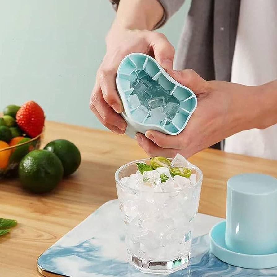 Silicone Ice Making Cup Ice Bucket with Lid - Aqua