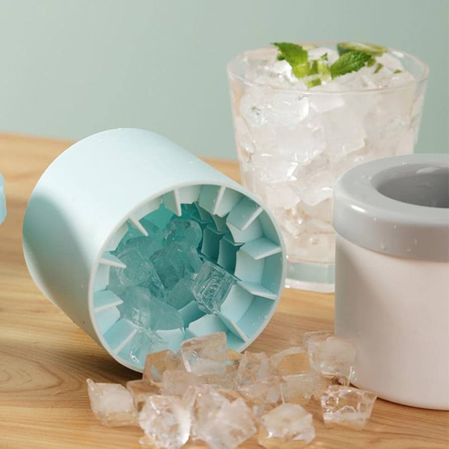 Silicone Ice Making Cup Ice Bucket with Lid - Aqua