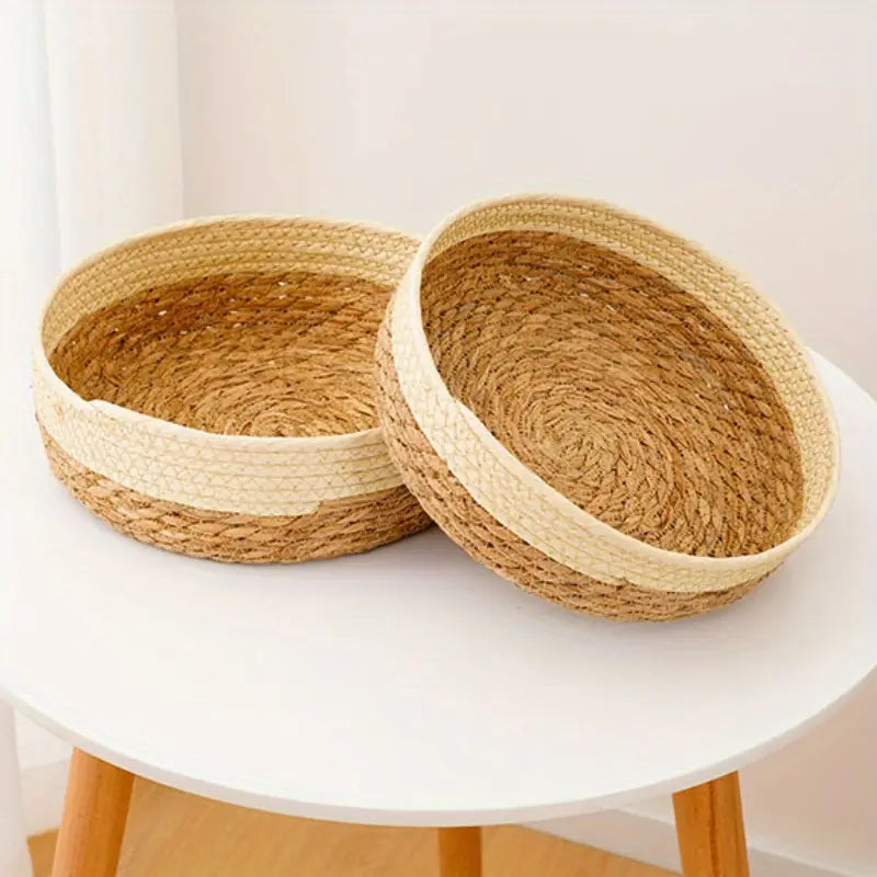 Set of 3 pcs round straw basket