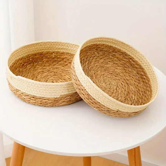 Set of 3 pcs round straw basket