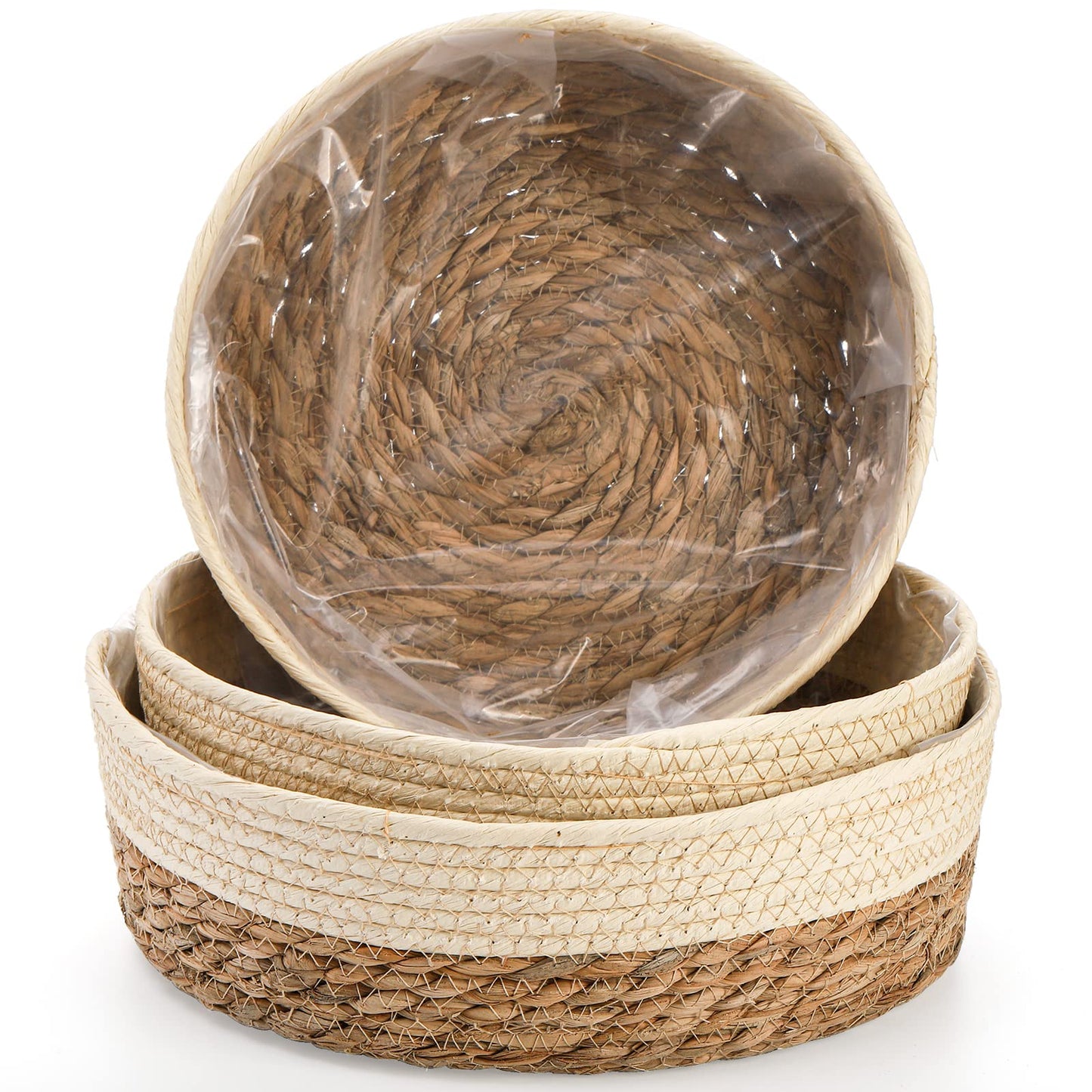 Set of 3 pcs round straw basket