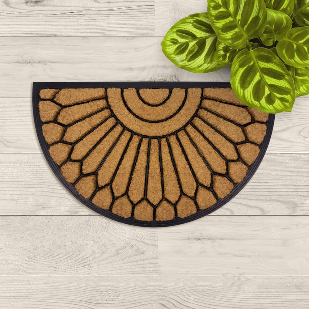 Half Circle Decorative Coir & Rubber Doormat