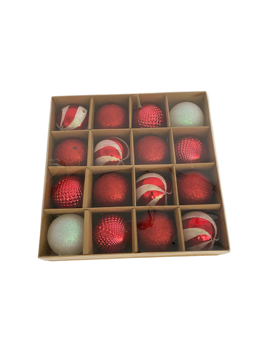 Christmas Balls Tree Decoration Set- Red & Silver