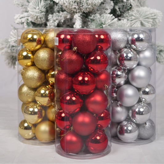 Red Set Of 20 Pcs Christmas Balls