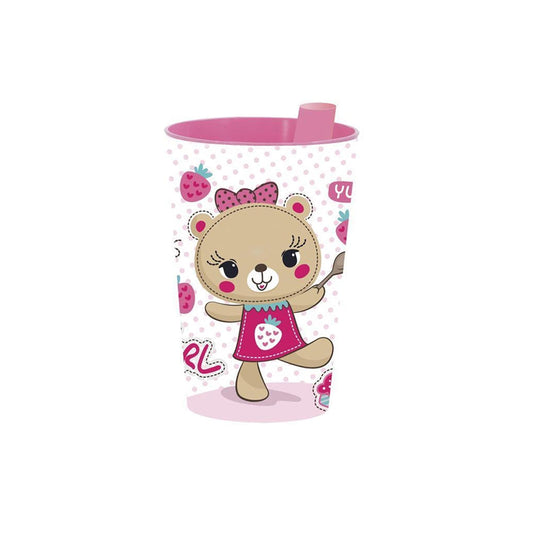 Herevin Patterned Plastic Cup With Straw 340 Ml Girl