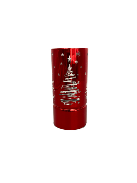 Christmas RED Metal Lantern With Warm Light