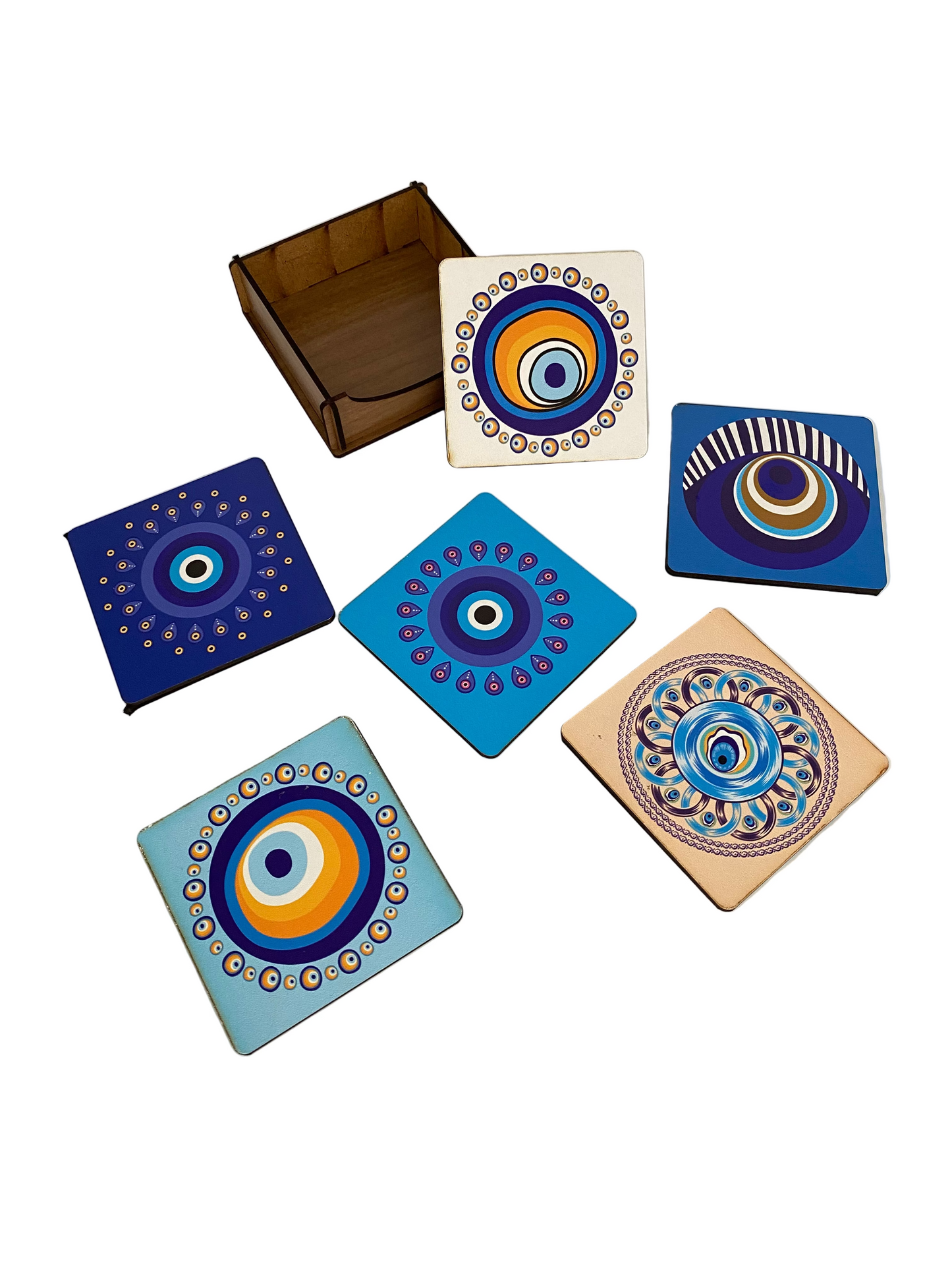 Squared Wooden Coaster - Set of 6 Pcs