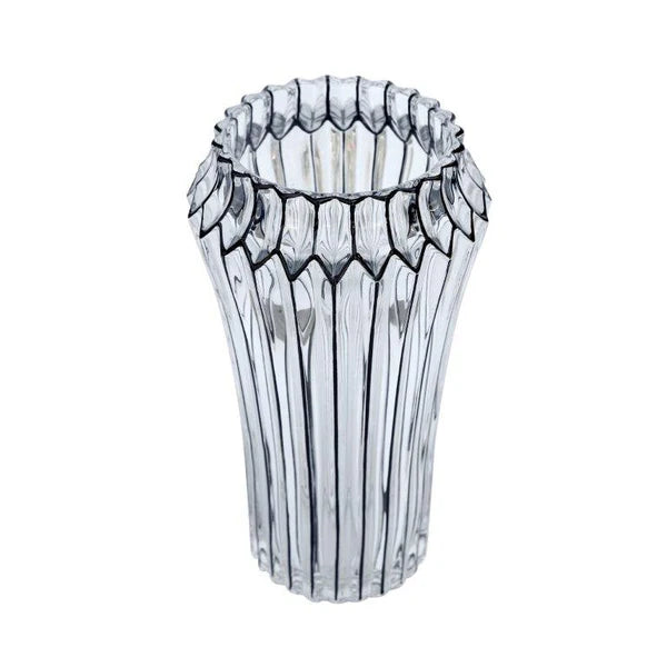 Luxury Crystal Transparent Decorative Vase - Black Strips