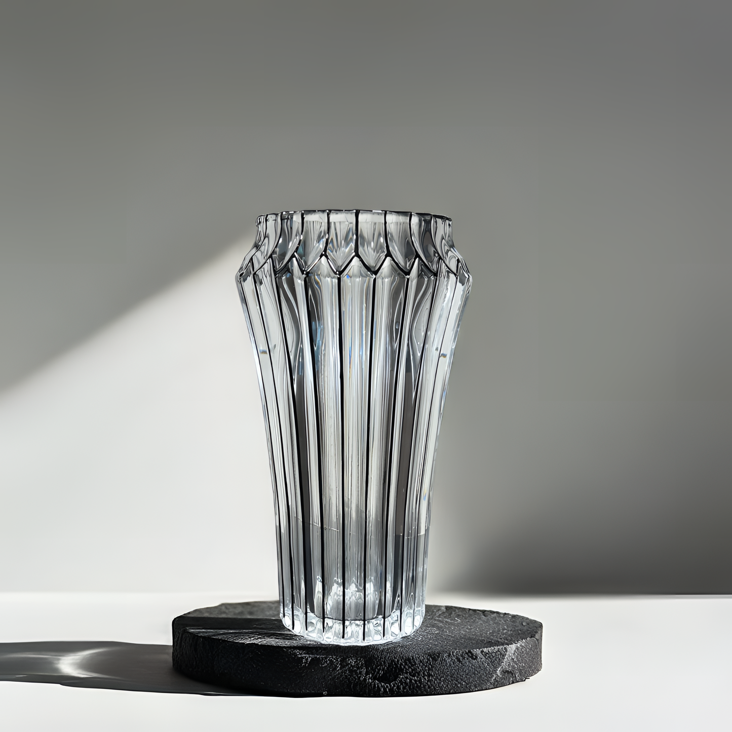 Luxury Crystal Transparent Decorative Vase - Black Strips