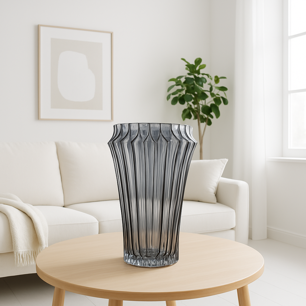 Luxury Crystal Transparent Decorative Vase - Black Strips