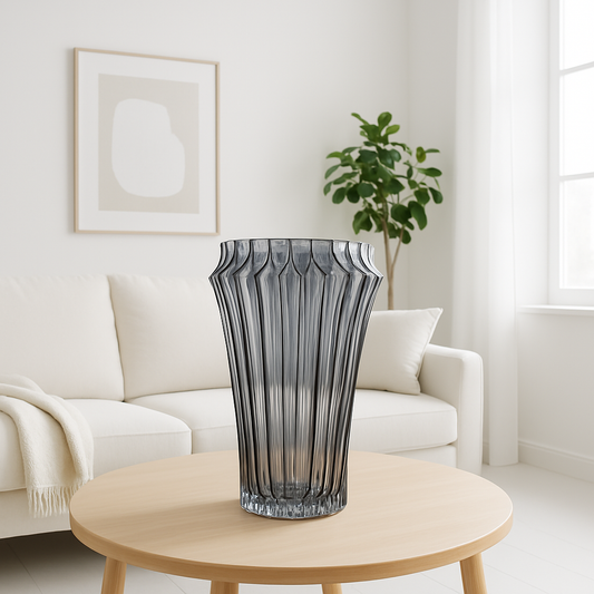 Luxury Crystal Transparent Decorative Vase - Black Strips