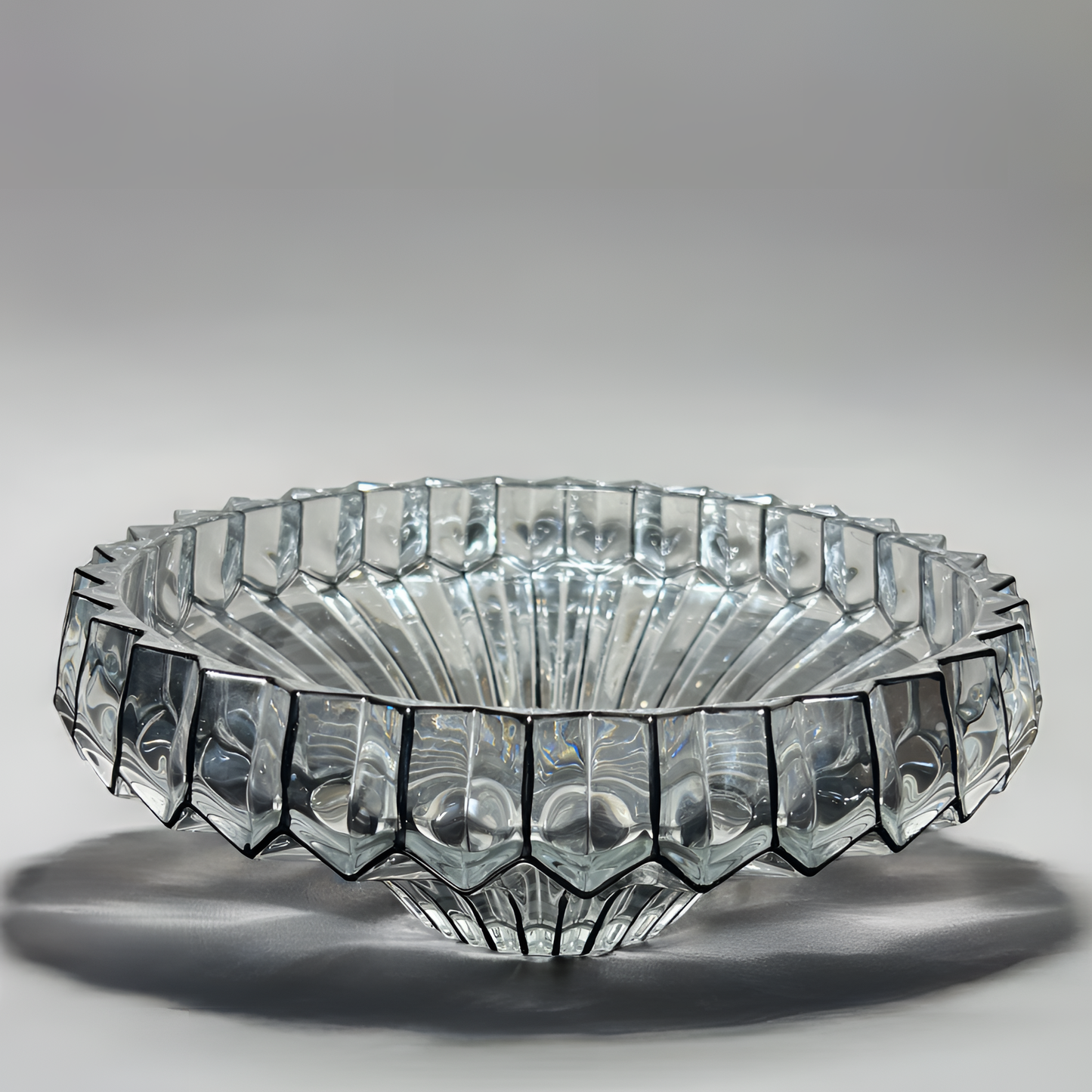 Luxury Transparent Crystal Bowl - Black Strips