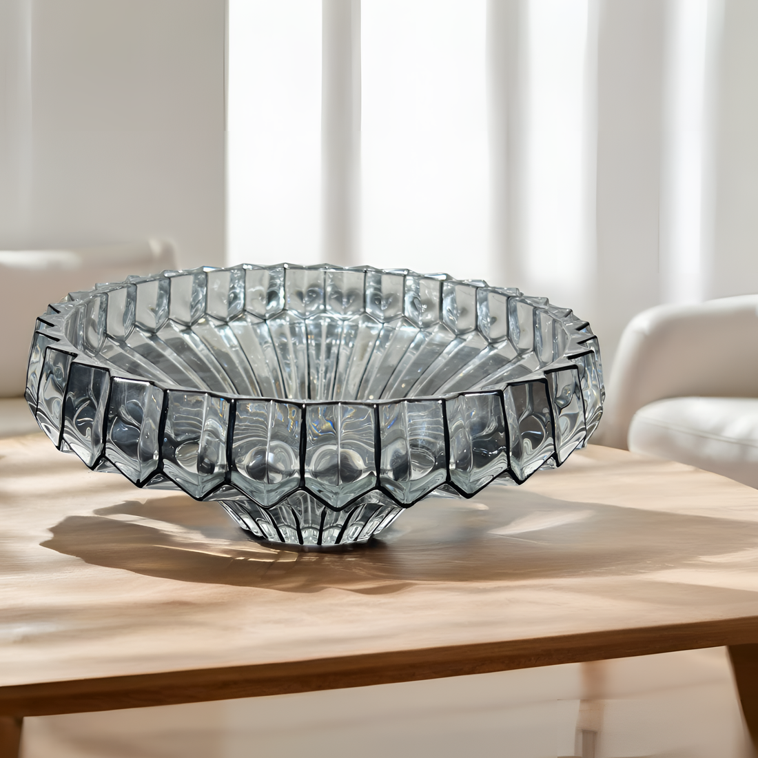 Luxury Transparent Crystal Bowl - Black Strips