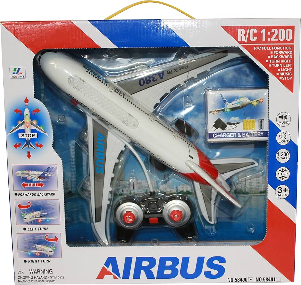 1:200 Remote Control Airbus Radio Control Plane with Light and Music, Multi Color