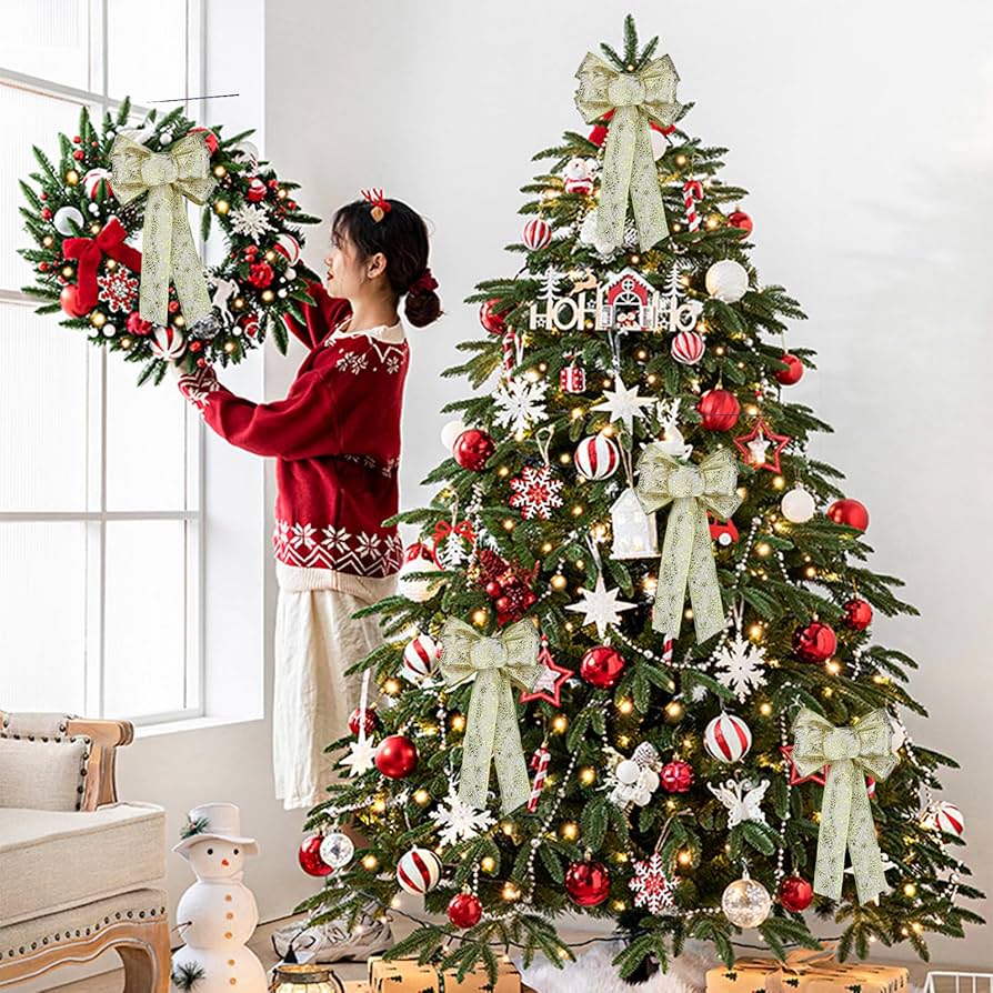 2 PCs Christmas Bows Set - Ornaments Tree Decoration