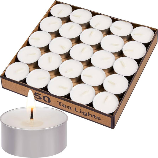 50 PCs Tea Light Candles Set
