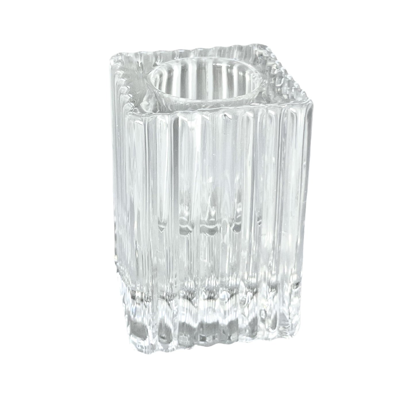 Striped Square Glass Candle Holder