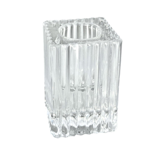 Striped Square Glass Candle Holder