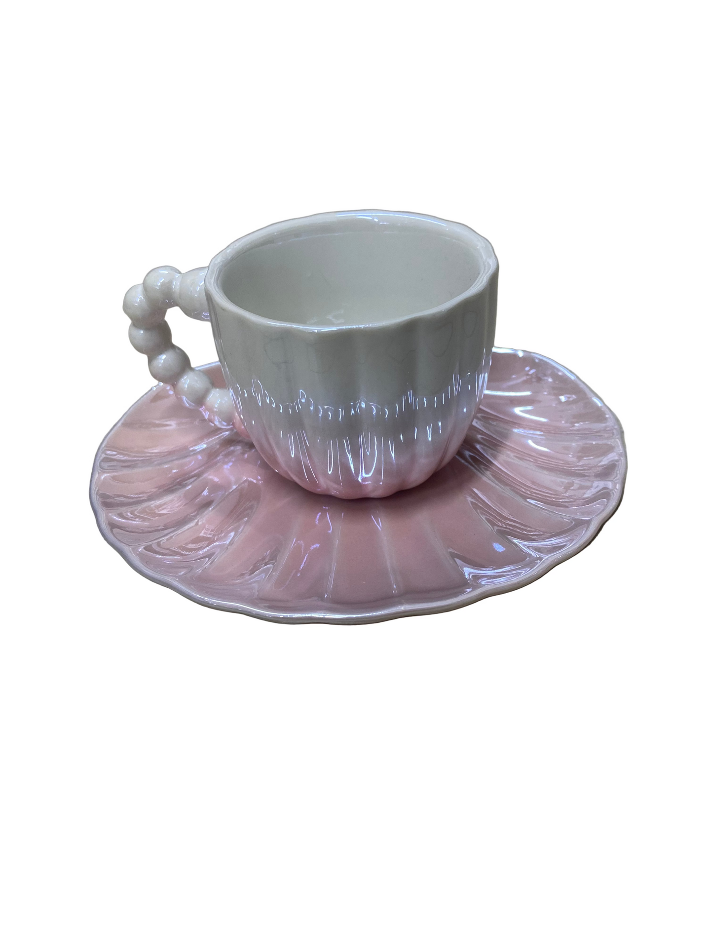 12 Pcs Coffee Cups With Saucers Set W/ Metal Gold  Stand