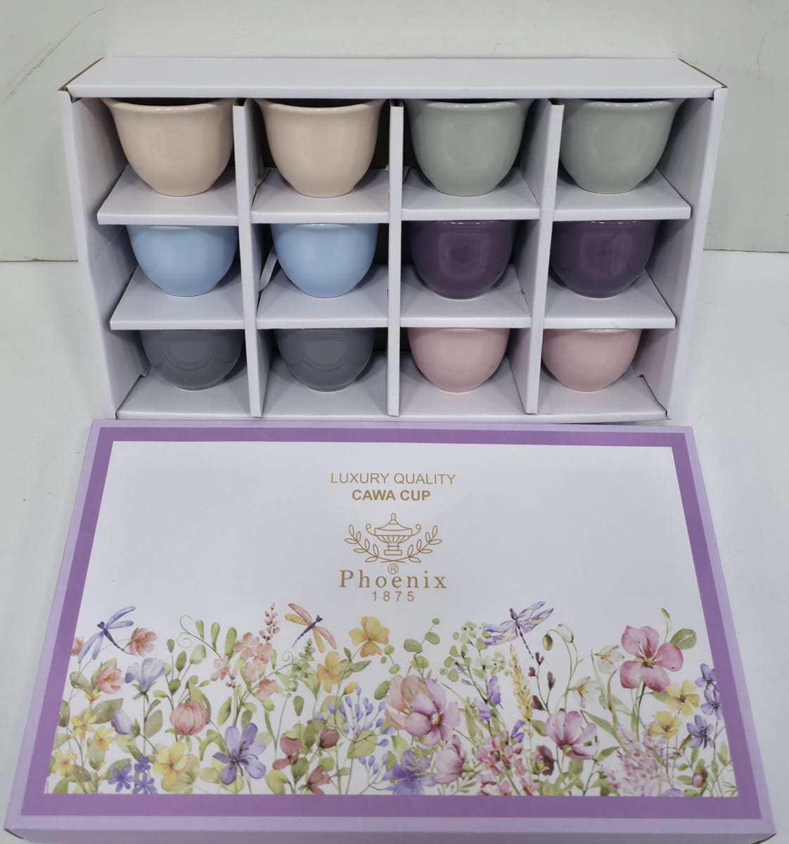 Phoenix, 12 Pcs Colored Arabic Coffee Cups Set