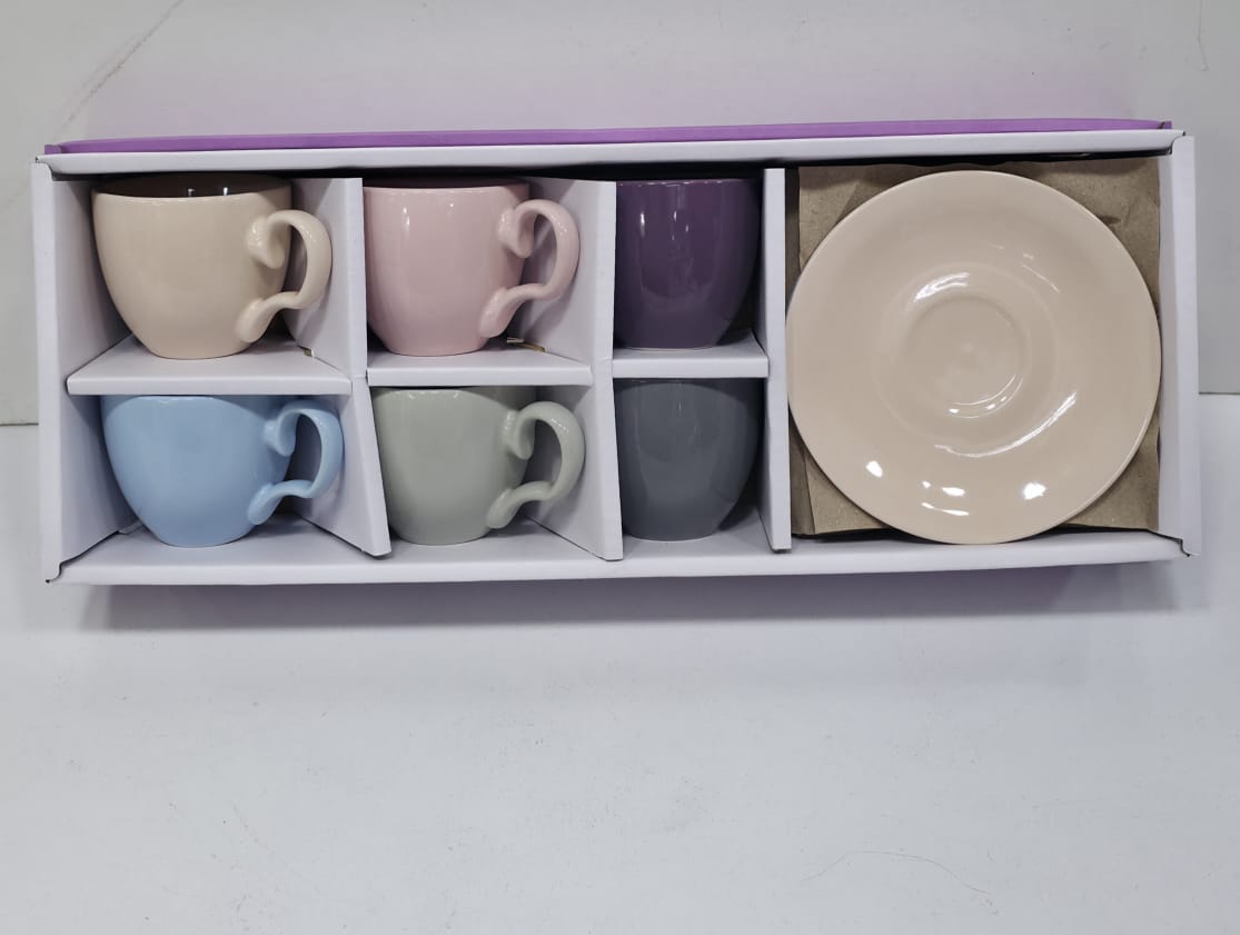 Phoenix,12 Pcs Colored Tea Cups With Saucers Set