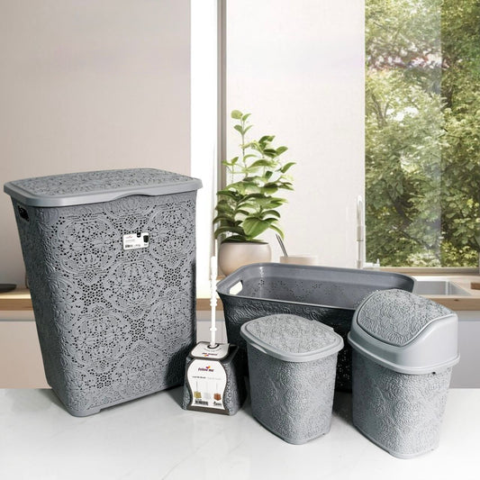 Follow me, 5 Pcs Plastic Bathroom Set