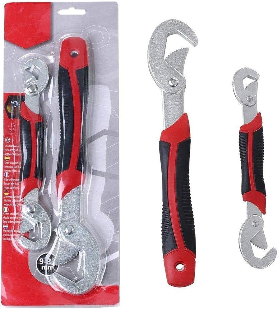 2Pcs Multi-function Universal Quick Snap N Grip Adjustable Wrench Spanner Set
