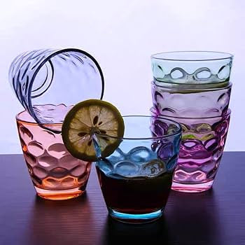 Set of 6 pcs colorful glass cup