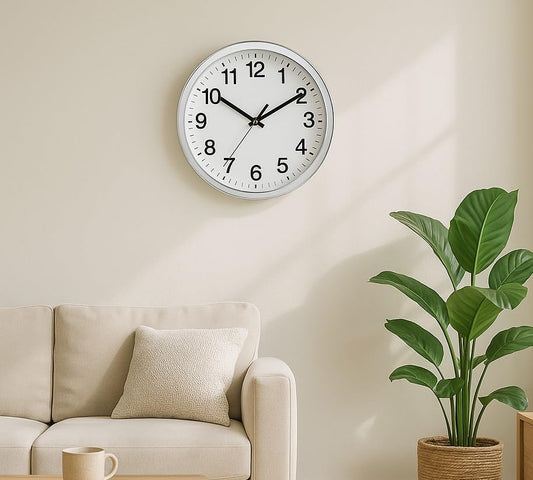 Large Silver  Wall  Clock