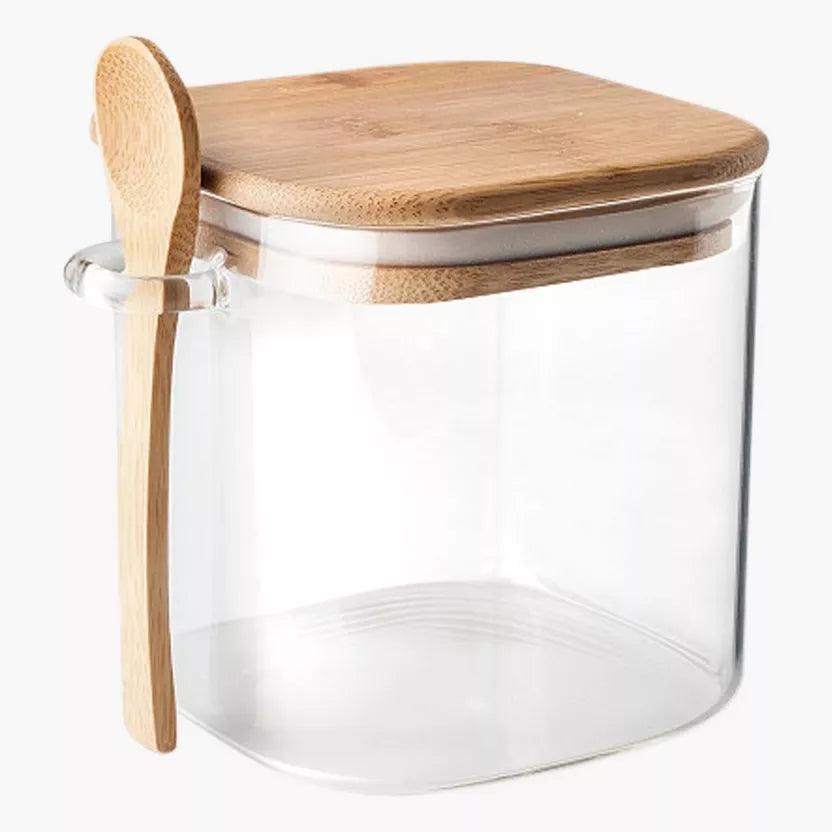 Square glass jar with lid