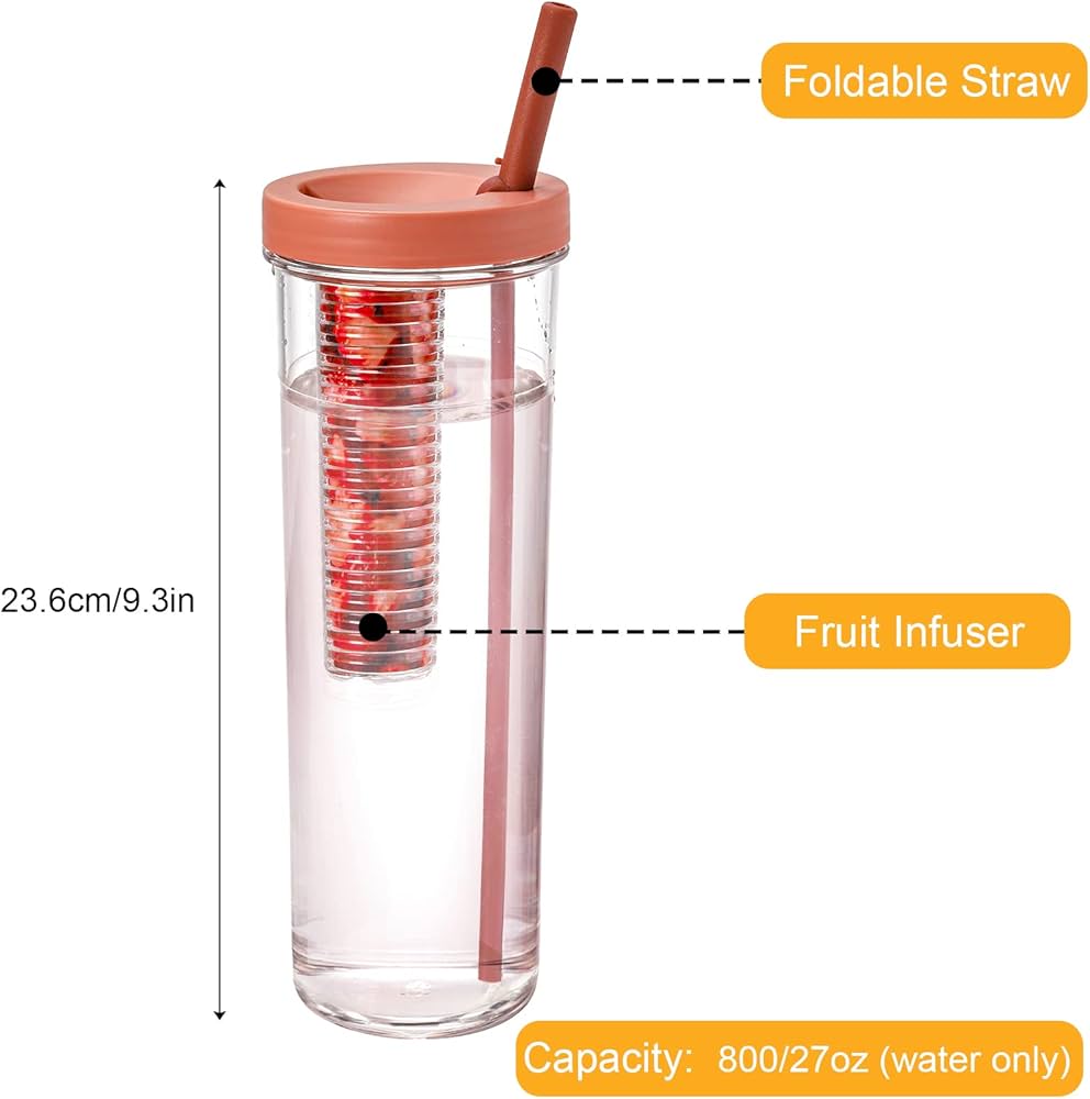 Fruit infuser with straw cup