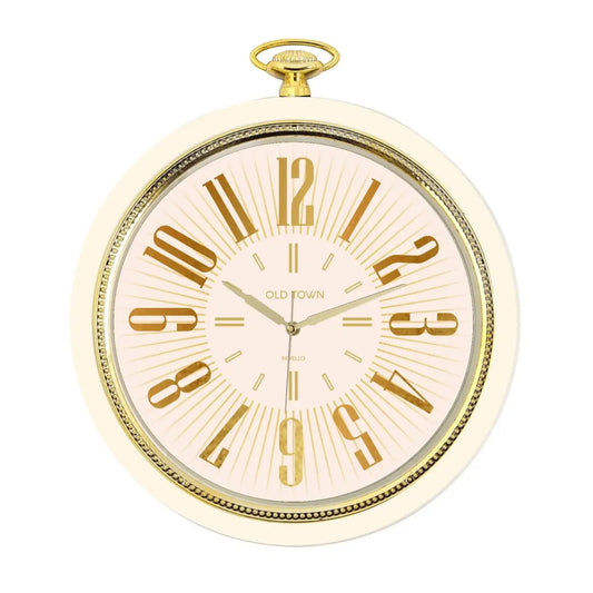 Beige and golden wall clock