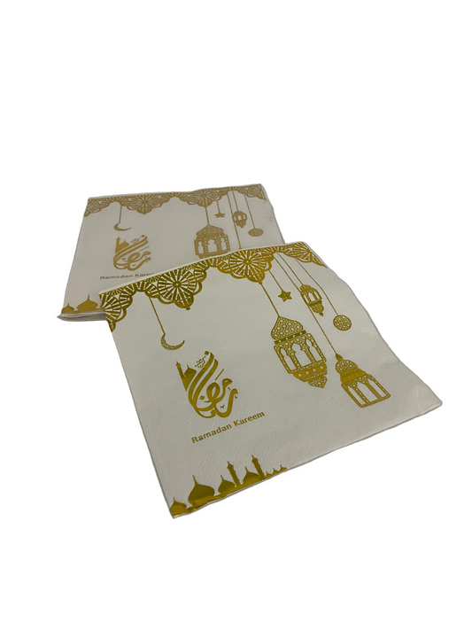 White & Gold “Ramadan” Napkins (20 Pcs)