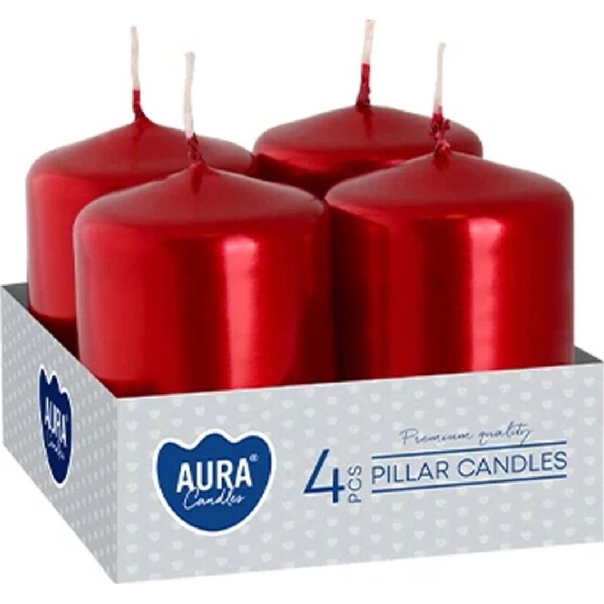 Aura, 4 Pcs Pillar Metallic Candles