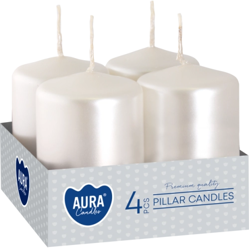 Aura, 4 Pcs Pillar Metallic Candles