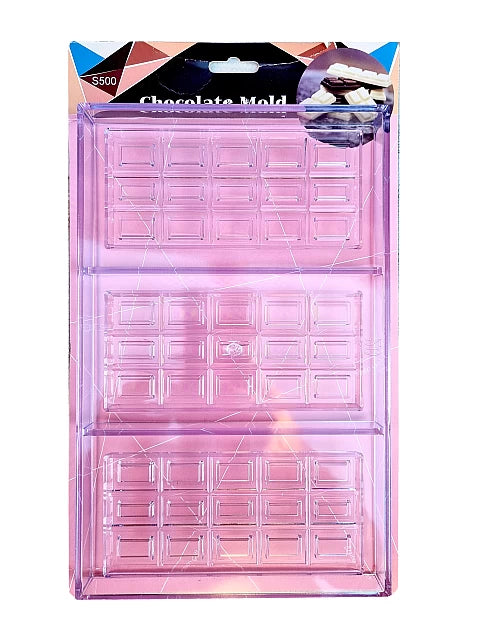 Polycarbonate Mould Slab Chocolate - 3 Bar