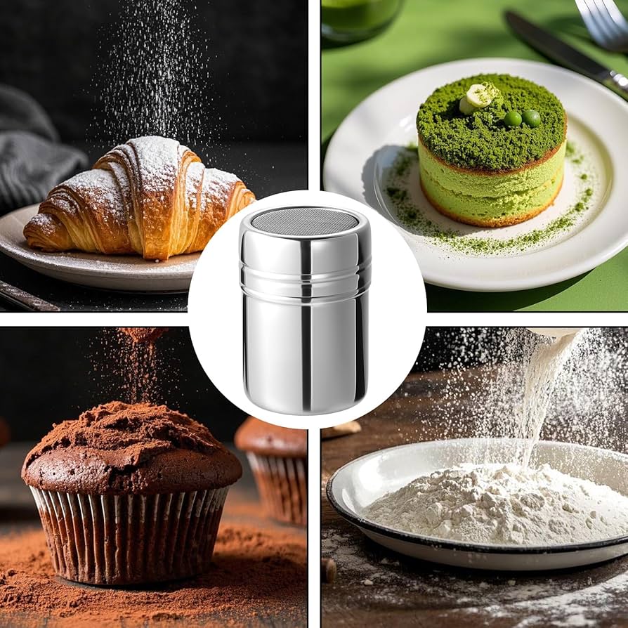 Stainless Steel Powdered Sugar Shaker Duster With Lid