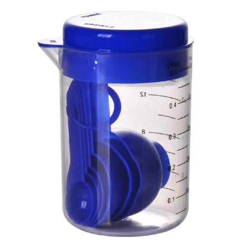 7 pcs plastic set measurings cup and spoons