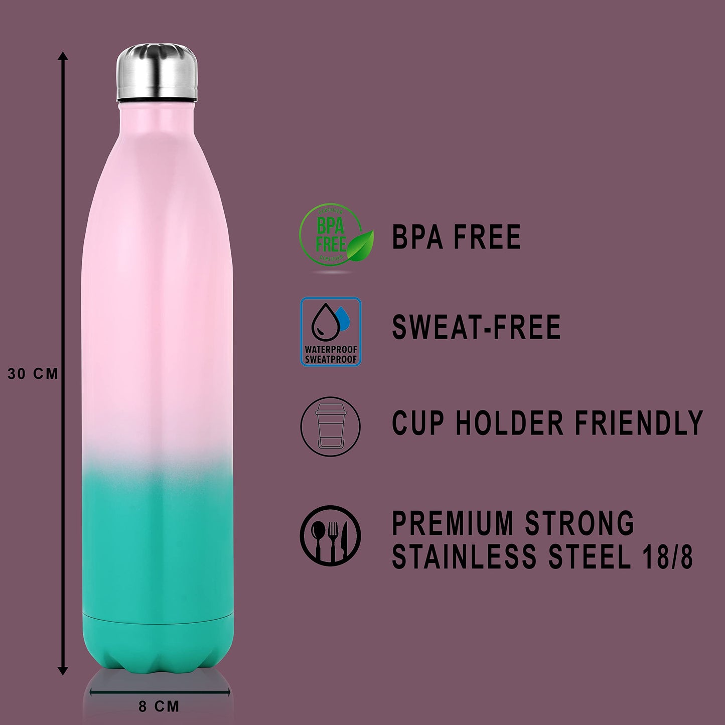 1000 mL stainless steel insulated water bottle