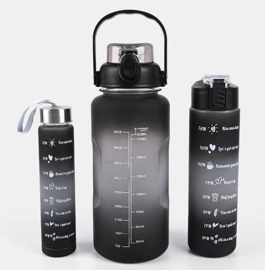 Set 3 pcs Motivational Water Bottle with straw &  stickers
