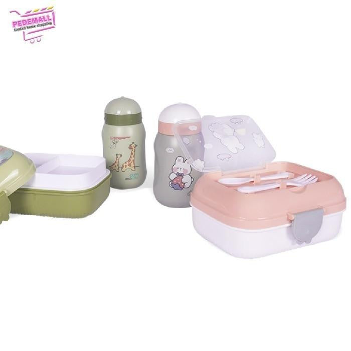 Set 2 pcs plastic lunch box with bottle for kids