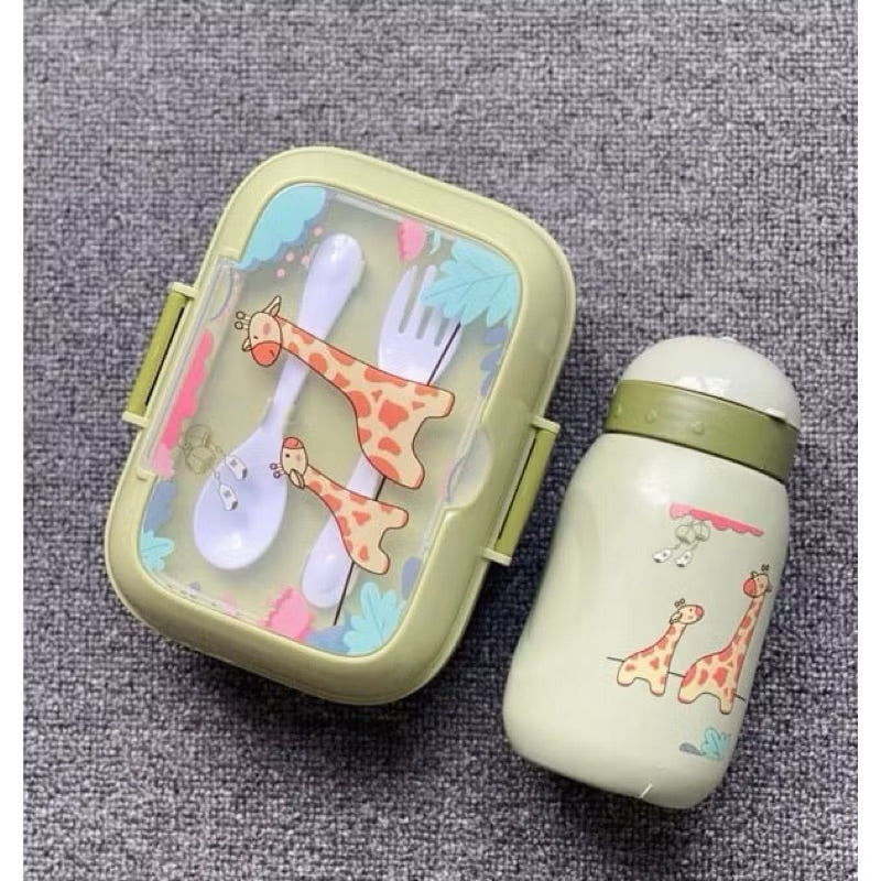 Set 2 pcs plastic lunch box with bottle for kids