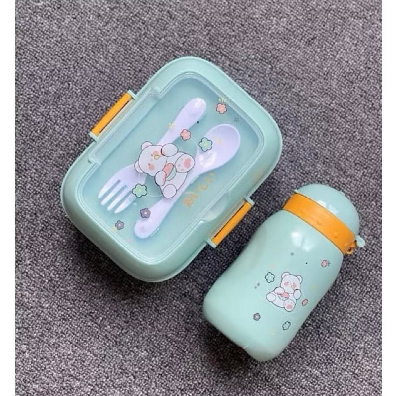 Set 2 pcs plastic lunch box with bottle for kids