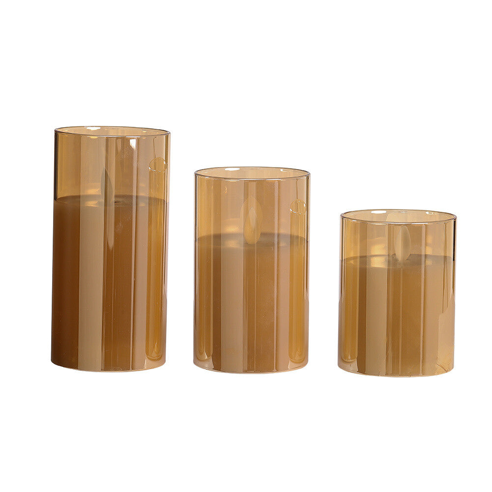 1 Pc Round Led Candle In Glass 7.5x15 cm