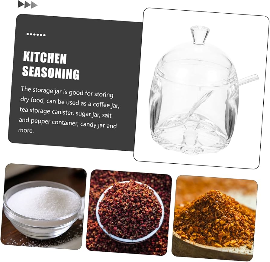 Acrylic Sugar Jar With Lid & Spoon