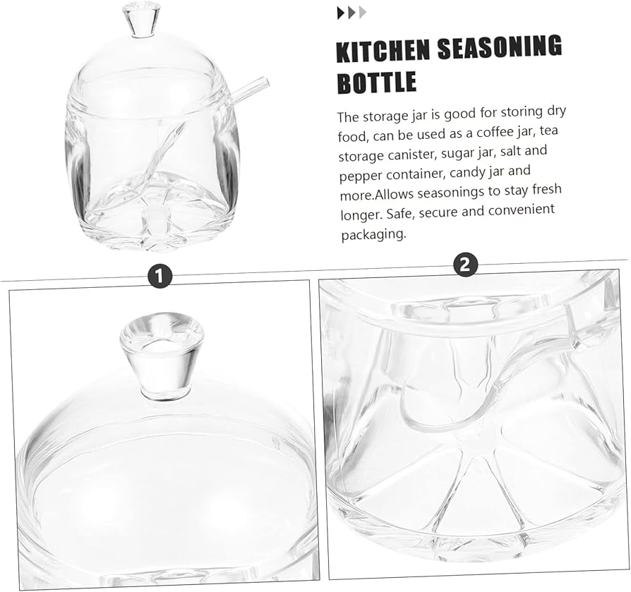 Acrylic Sugar Jar With Lid & Spoon